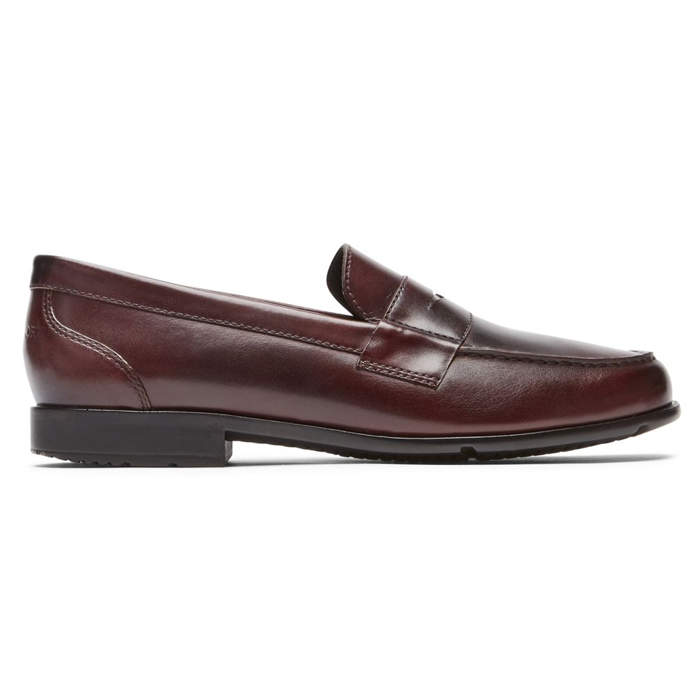 Rockport Classic Penny Slip-Ons - Mens Loafers - Burgundy - NZ (RVY-697814)